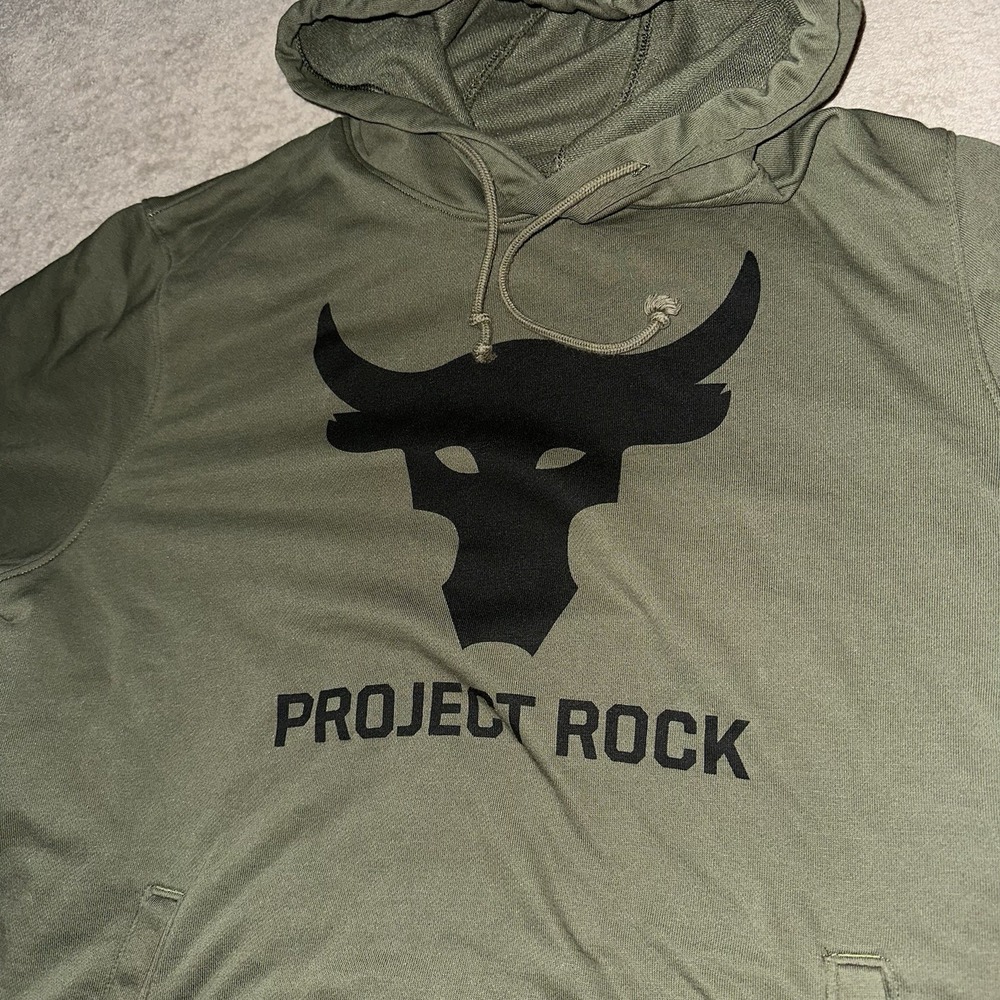 Under Armour Project Rock Terry Short Sleeve Hoodie Men's Large LG Green Bull